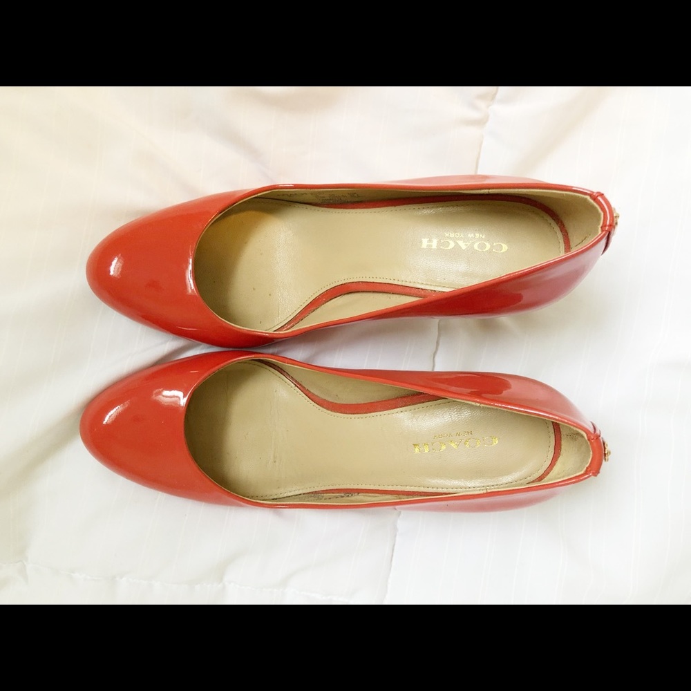 Coach “Nala” Round Toe Patent Pump Coral